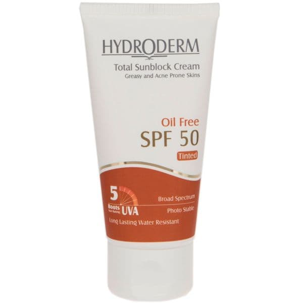 هیدرودرم - ضدآفتاب spf50 فاقدچربی رنگی ۵۰گرم